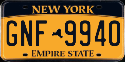 NY license plate GNF9940