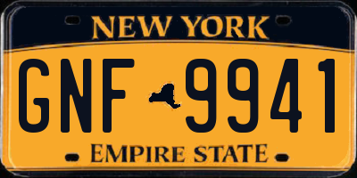 NY license plate GNF9941