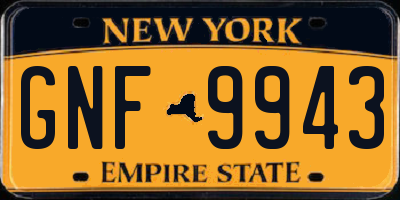 NY license plate GNF9943