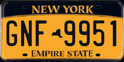NY license plate GNF9951