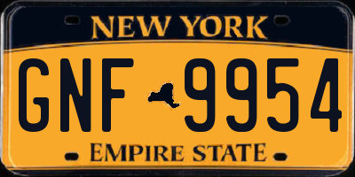 NY license plate GNF9954
