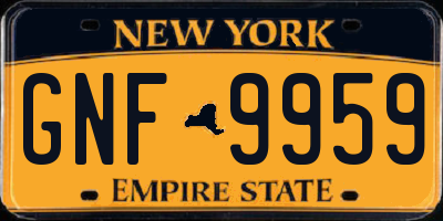 NY license plate GNF9959