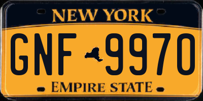 NY license plate GNF9970