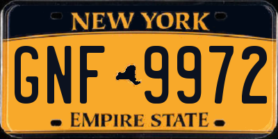 NY license plate GNF9972