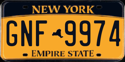 NY license plate GNF9974