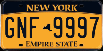 NY license plate GNF9997