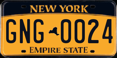 NY license plate GNG0024