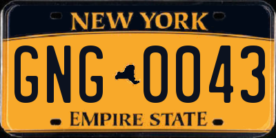 NY license plate GNG0043