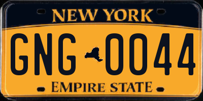 NY license plate GNG0044