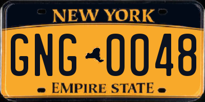 NY license plate GNG0048