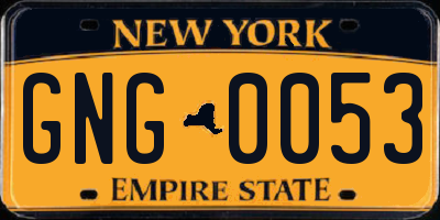 NY license plate GNG0053