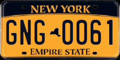 NY license plate GNG0061
