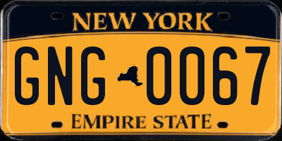 NY license plate GNG0067