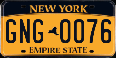 NY license plate GNG0076