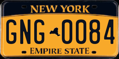 NY license plate GNG0084