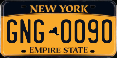 NY license plate GNG0090