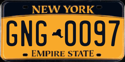 NY license plate GNG0097