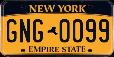 NY license plate GNG0099