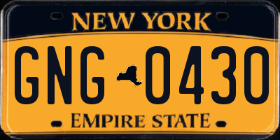 NY license plate GNG0430