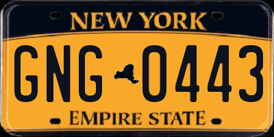 NY license plate GNG0443
