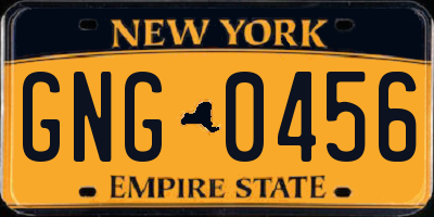 NY license plate GNG0456