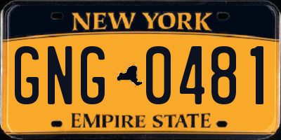 NY license plate GNG0481