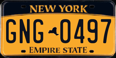NY license plate GNG0497