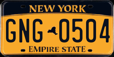 NY license plate GNG0504