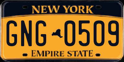 NY license plate GNG0509