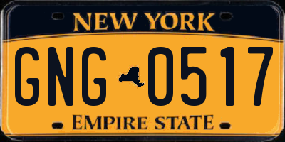 NY license plate GNG0517