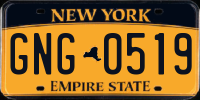 NY license plate GNG0519