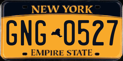 NY license plate GNG0527