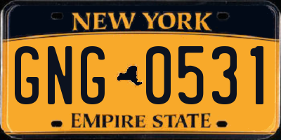 NY license plate GNG0531
