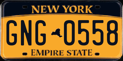 NY license plate GNG0558