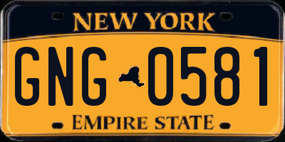 NY license plate GNG0581