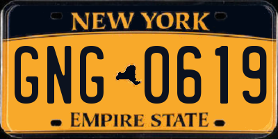 NY license plate GNG0619
