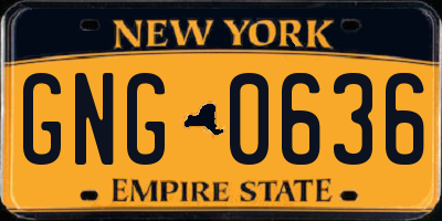 NY license plate GNG0636