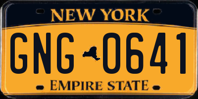 NY license plate GNG0641