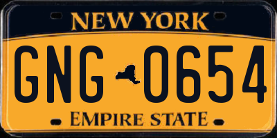 NY license plate GNG0654