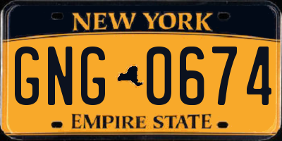 NY license plate GNG0674