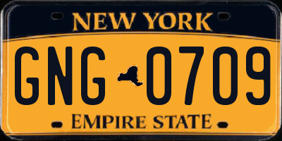 NY license plate GNG0709