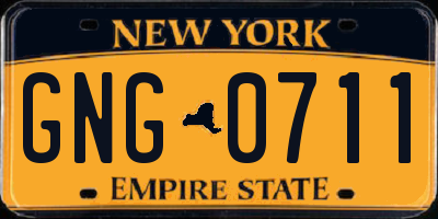 NY license plate GNG0711