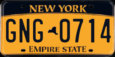 NY license plate GNG0714