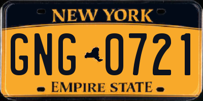 NY license plate GNG0721