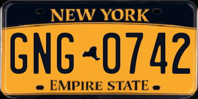 NY license plate GNG0742