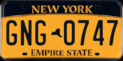 NY license plate GNG0747