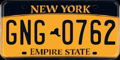 NY license plate GNG0762