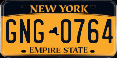 NY license plate GNG0764
