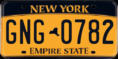 NY license plate GNG0782