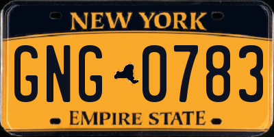 NY license plate GNG0783